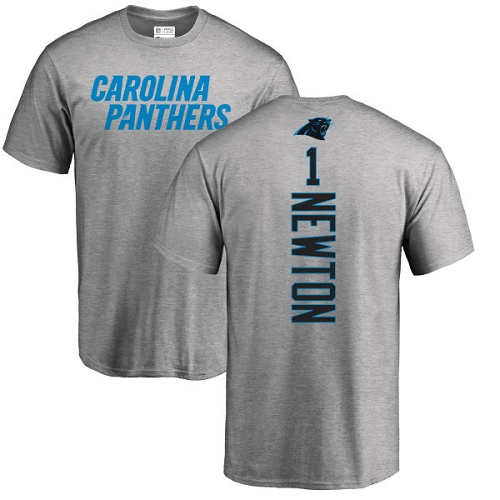 Carolina Panthers Men Ash Cam Newton Backer NFL Football #1 T Shirt